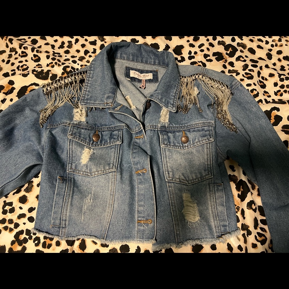 Crop denim with tassels